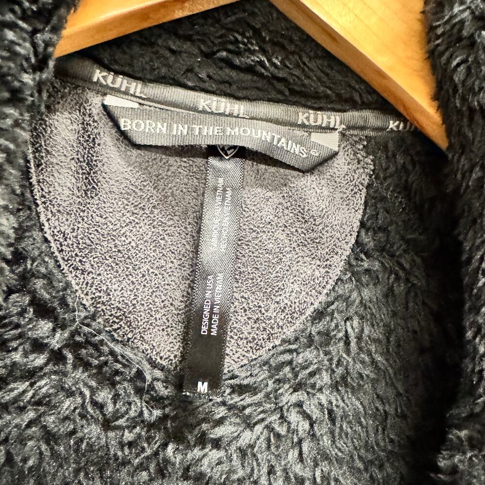 Kuhl Flight Vest Womens Medium Black Full Zip Sherpa Fleece Hidden Hood Jacket - Picture 2 of 11